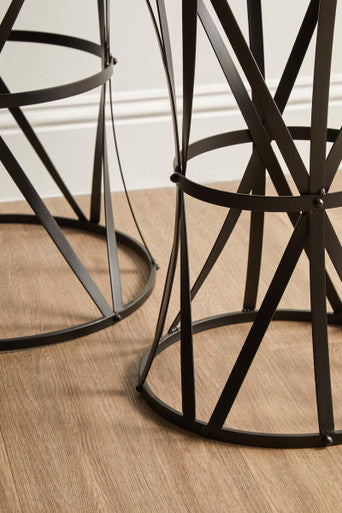 Avantis Set Of 2 Cross Design Black Side Tables