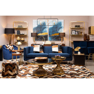 Opel Deep Blue Velvet Armchair