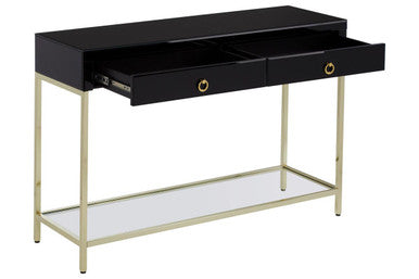 Kensington Townhouse Black Mirror Console Table With Gold Frame