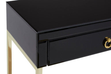 Kensington Townhouse Black Mirror Console Table With Gold Frame