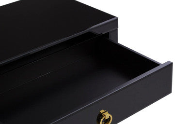 Kensington Townhouse Black Mirror Console Table With Gold Frame