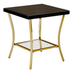 Kensington Townhouse Black Mirror Side Table With Gold Legs