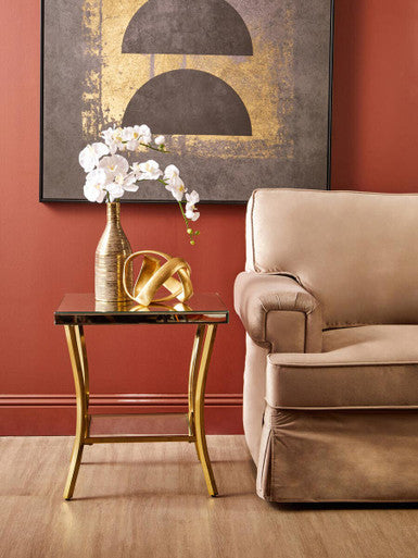 Kensington Townhouse Mirror Side Table With Gold Legs