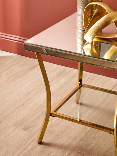 Kensington Townhouse Mirror Side Table With Gold Legs
