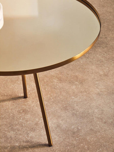 Corra Gold Finish Mirrored Top Side Table