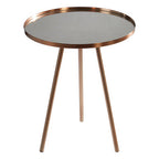 Corra Copper Finish Mirrored Glass Top Side Table