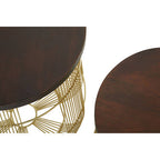 Agra Set Of 2 Side Tables In Mango Wood And Brass Finish