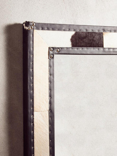 Kensington Townhouse Black And White Genuine Cowhide Wall Mirror