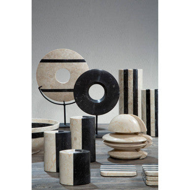Sura Set Of 4 Cream And Black Marble Coasters