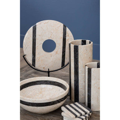 Sura Set Of 4 Cream And Black Marble Coasters