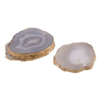 Bowerbird Set Of 4 Agate Grey And Gold Coasters