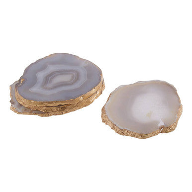 Bowerbird Set Of 4 Agate Grey And Gold Coasters