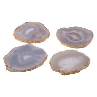 Bowerbird Set Of 4 Agate Grey And Gold Coasters
