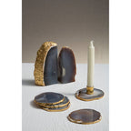 Bowerbird Set Of 4 Agate Grey And Gold Coasters