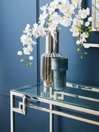 Esma Small Ribbed Blue Glass Vase