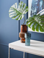 Esma Small Ribbed Blue Glass Vase
