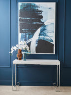 Esma Small Ribbed Blue Glass Vase