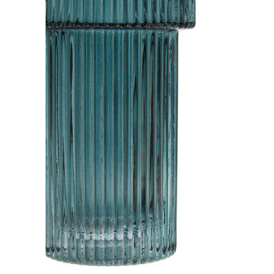 Esma Small Ribbed Blue Glass Vase
