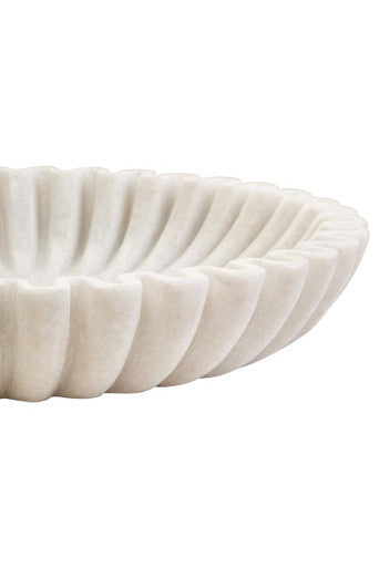 Savio Large White Fluted Marble Bowl