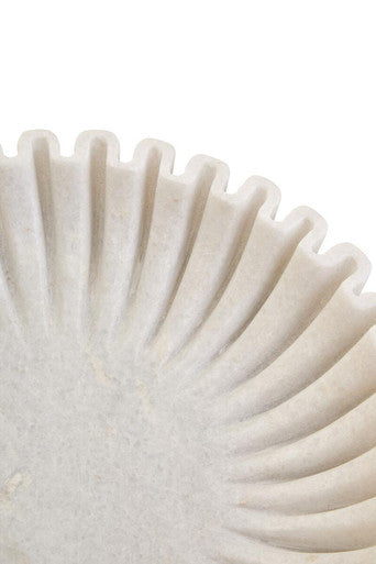 Savio Large White Fluted Marble Bowl