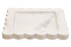 Savio White Marble Square Small Tray With Scallop Edges