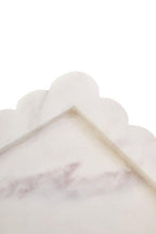 Savio White Marble Square Small Tray With Scallop Edges