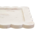 Savio White Marble Square Large Tray With Scallop Edges