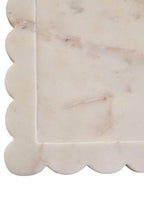 Savio White Marble Square Large Tray With Scallop Edges