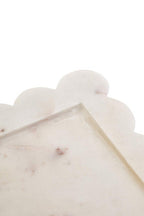 Savio White Marble Square Large Tray With Scallop Edges