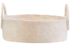 Sanai Cotton Mache Round Tray With Decorative Handles
