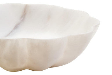 Zoro Medium White Marble Scalloped Bowl