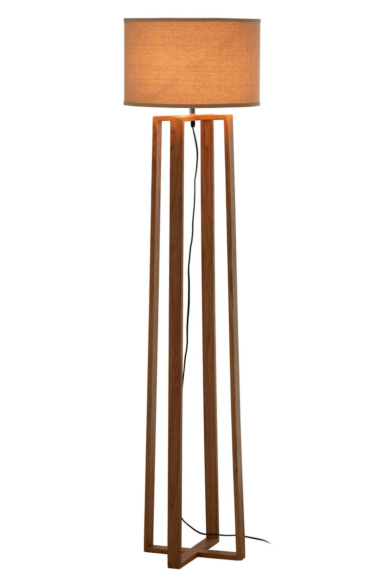 Lea Eco-Friendly Rubberwood Floor Lamp with Light Brown Shade