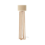Lea Eco-Friendly Rubberwood Floor Lamp with Light Brown Shade