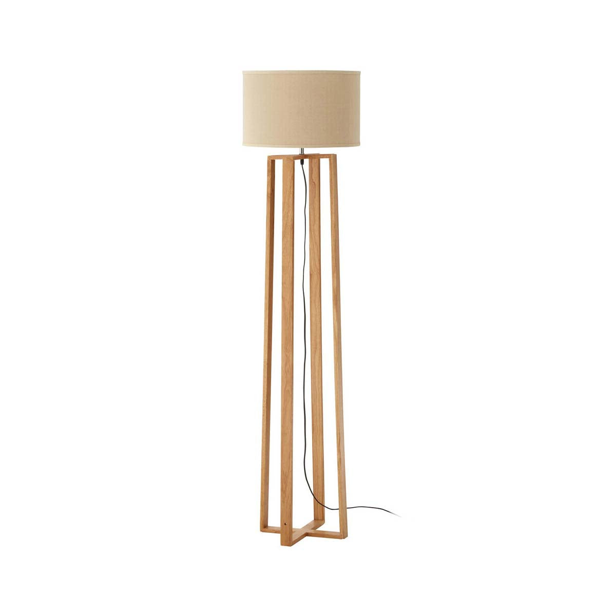 Lea Eco-Friendly Rubberwood Floor Lamp with Light Brown Shade