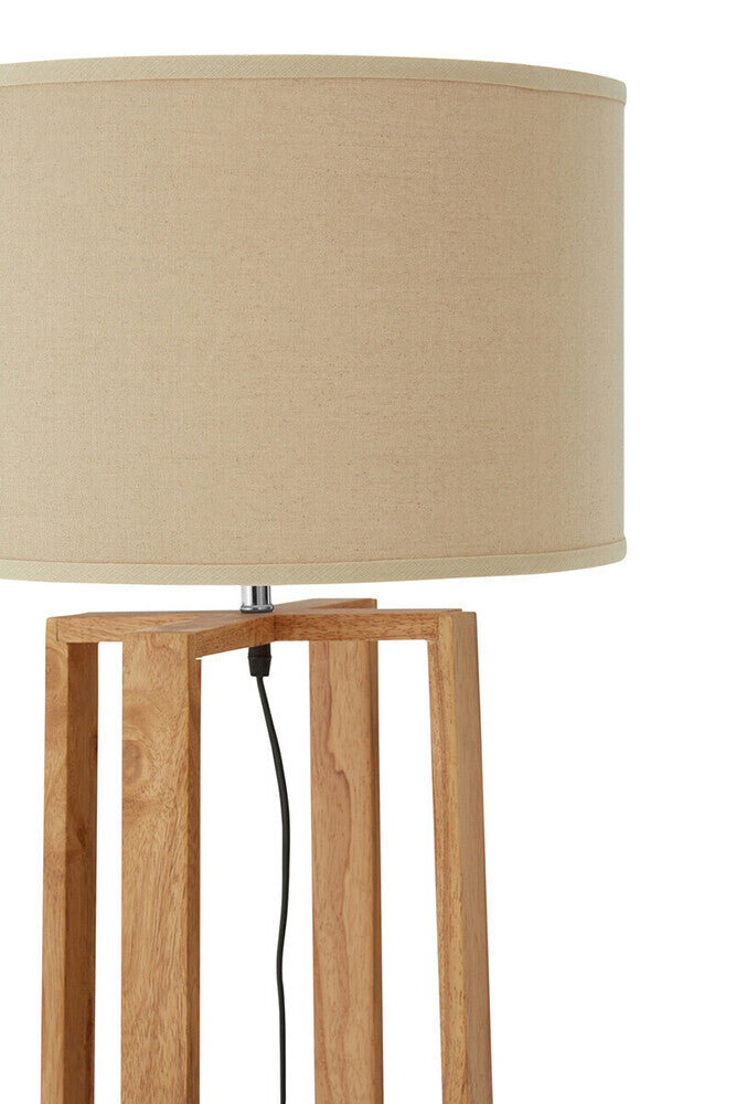 Lea Eco-Friendly Rubberwood Floor Lamp with Light Brown Shade