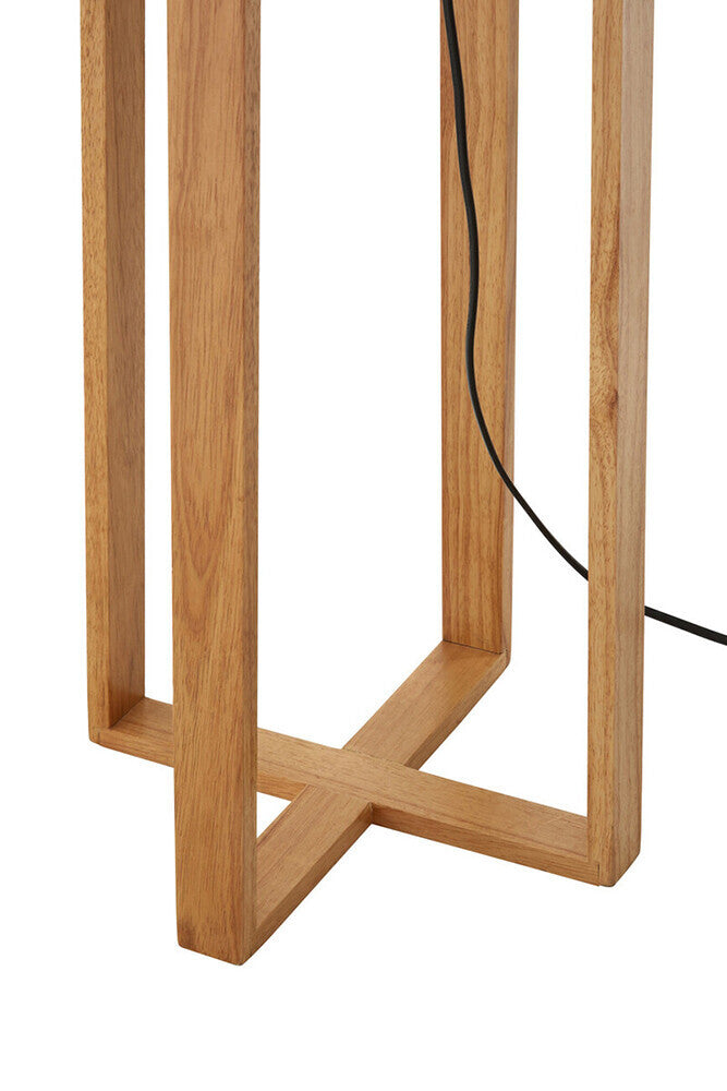 Lea Eco-Friendly Rubberwood Floor Lamp with Light Brown Shade