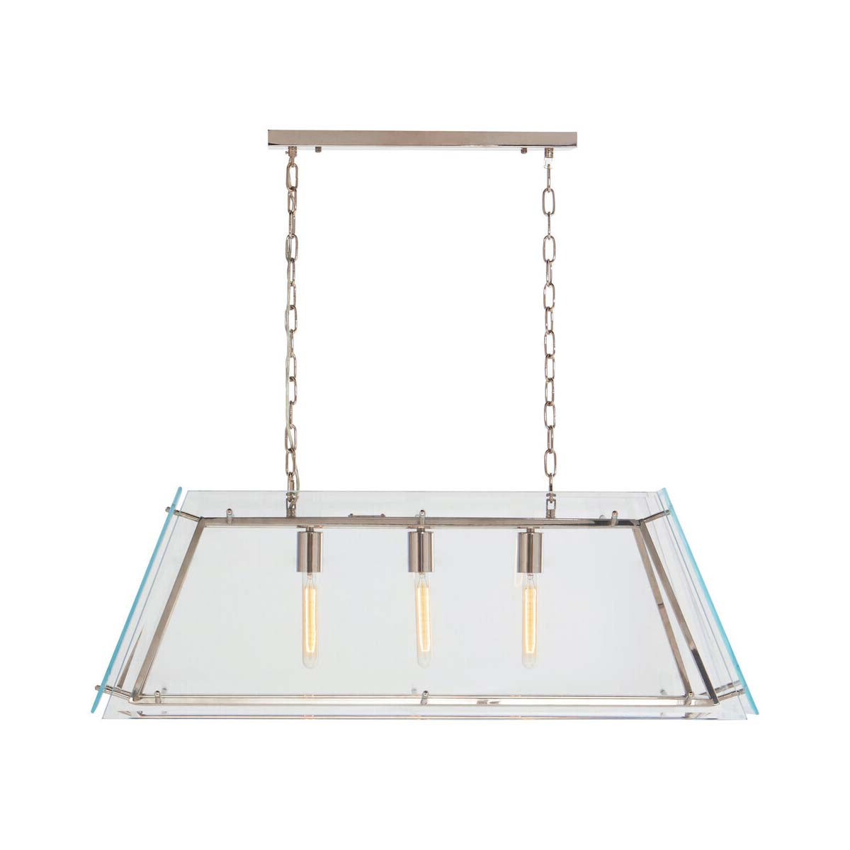 Palasso Nickel Finish Pendant Light - Industrial Glass Frame 3 Bulb