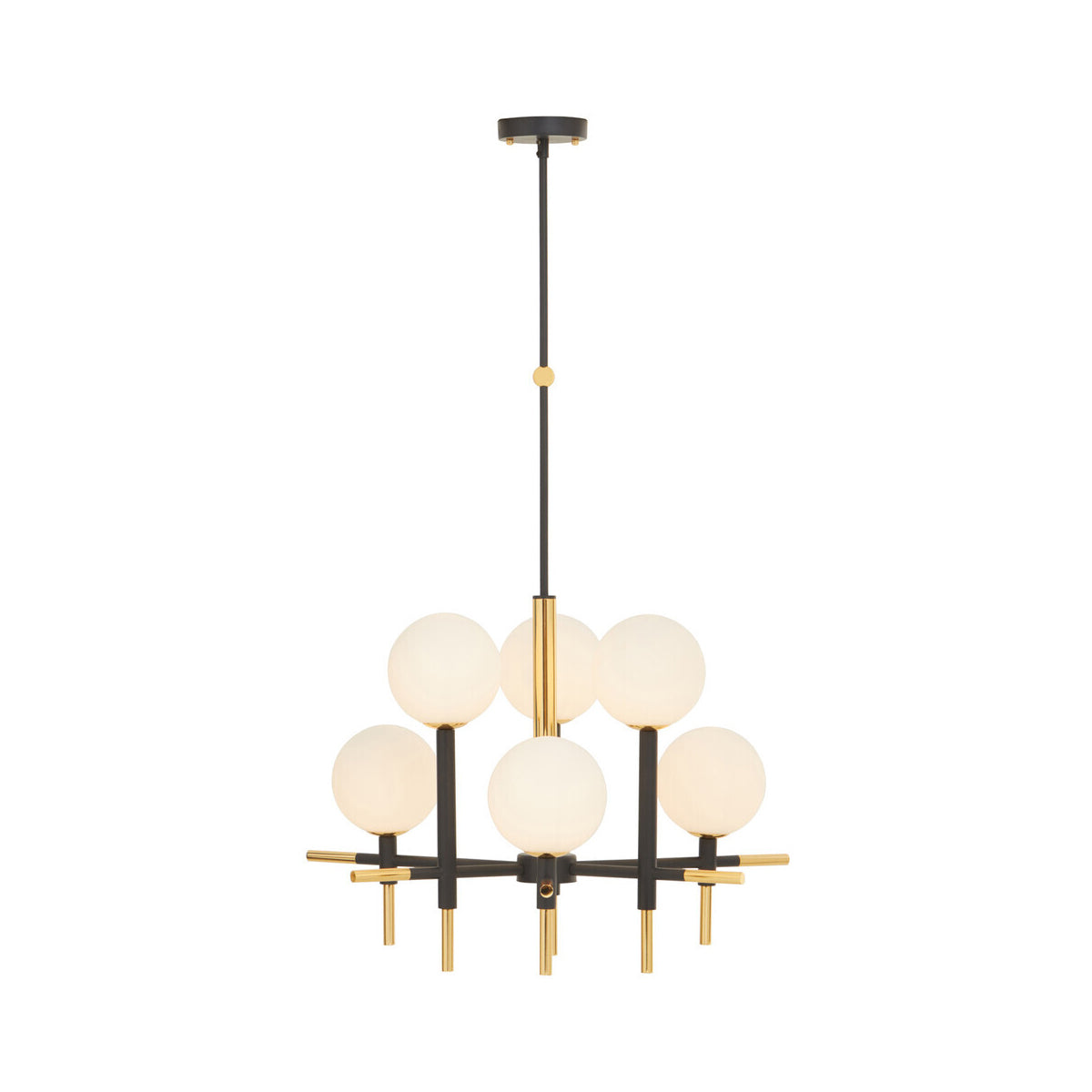 Grosvenor 6 Bulb Pendant Light - Black Gold Geometric Ceiling Light