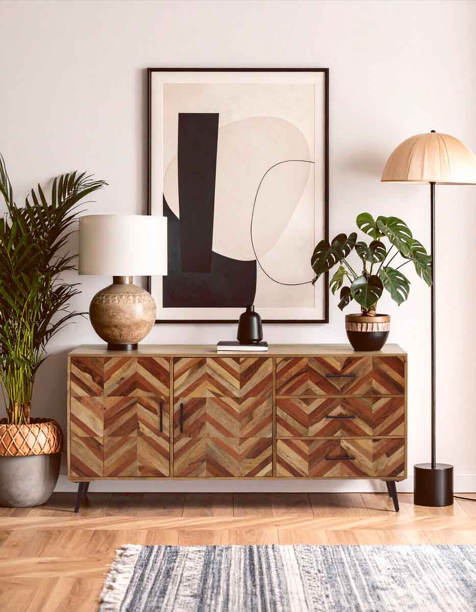 Boho Two Door Mango Wood Sideboard - Luxe Home Essentials