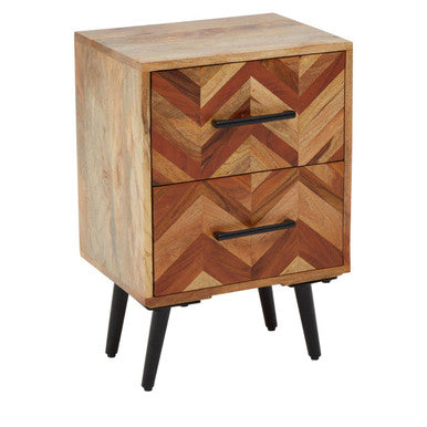 Boho Two Drawer Bedside Table In Mango Wood