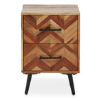 Boho Two Drawer Bedside Table In Mango Wood