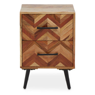 Boho Two Drawer Bedside Table In Mango Wood