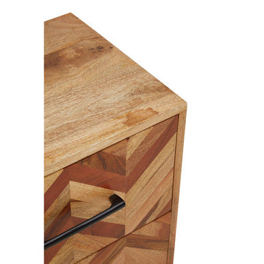 Boho Two Drawer Bedside Table In Mango Wood