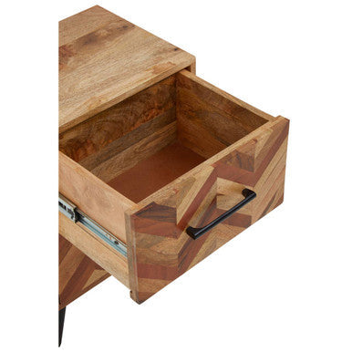 Boho Two Drawer Bedside Table In Mango Wood