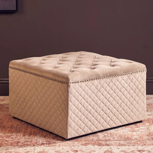 Zamora Square Mink Velvet Ottoman Orsina