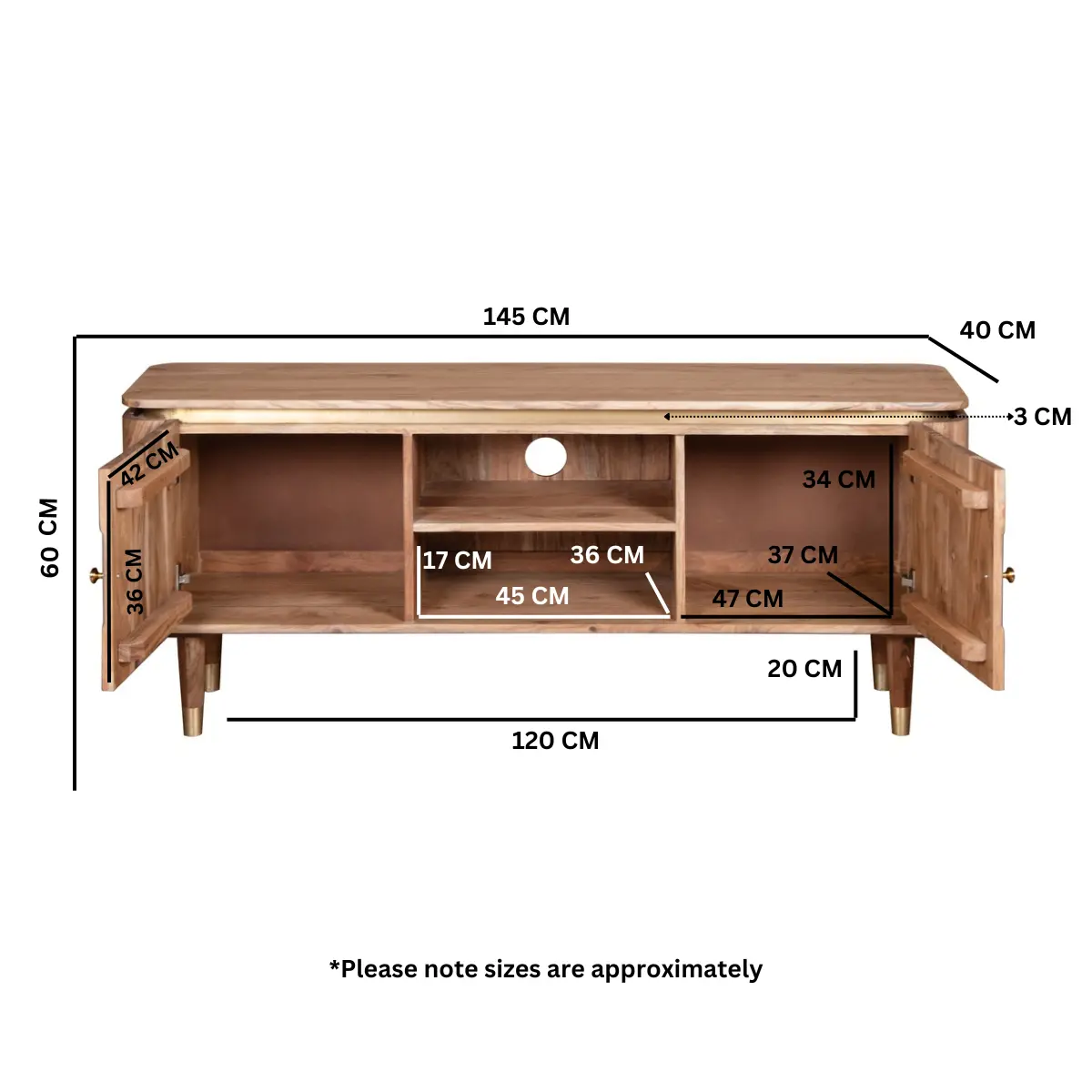 Berkley Acacia Wood TV unit Verty Furniture