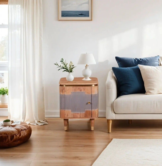 Berkley Acacia Wood Bedside Table Verty Furniture