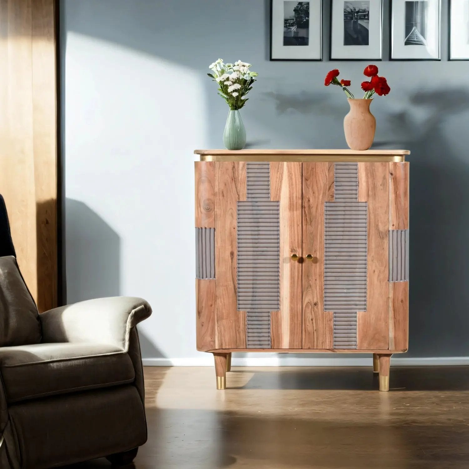 Berkley Acacia Wood 2 Doors Sideboard Verty Furniture