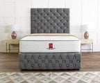 Regency Divan Bed Set With Tall Button Headboard Plus Footboard