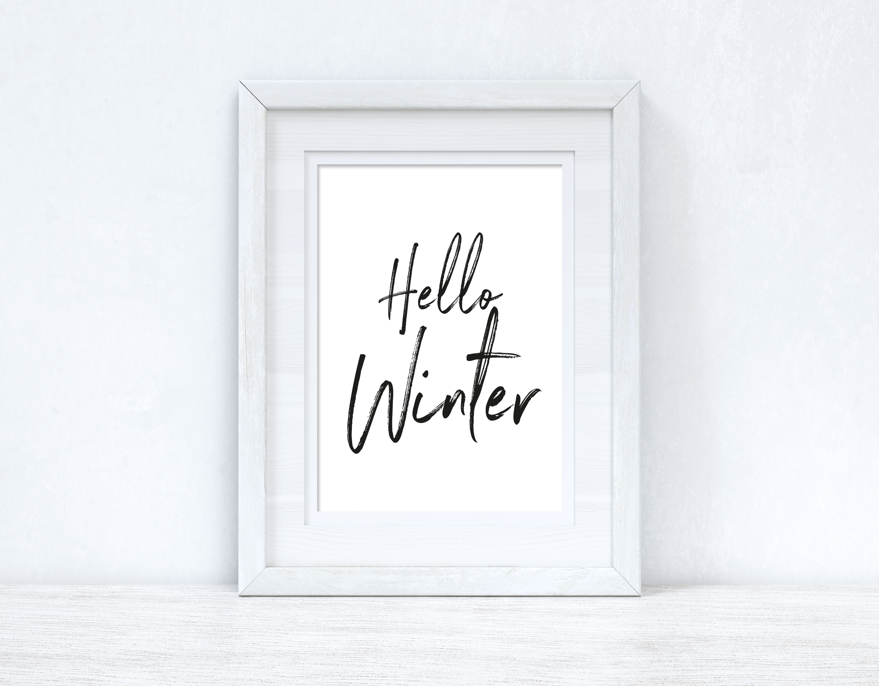 Hello Winter Brush Simple Winter Christmas Seasonal Wall Home Decor Print